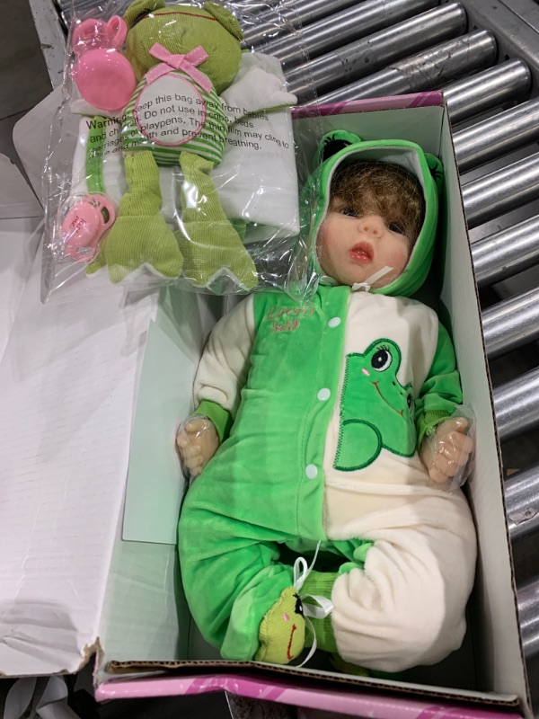 Photo 2 of Aori Reborn Dolls Lifelike Newborn Baby Doll Realistic Weighted Toddler Real Life 22 Inch Jumping Frog Set Great Birthday Gift for Kids