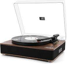 Photo 1 of LP&No.1 Bluetooth Record Player with Stereo Speakers, 3-Speed Belt-Drive Turntable for Vinyl Records with Wireless Playback and Auto-Stop(Black Wood)