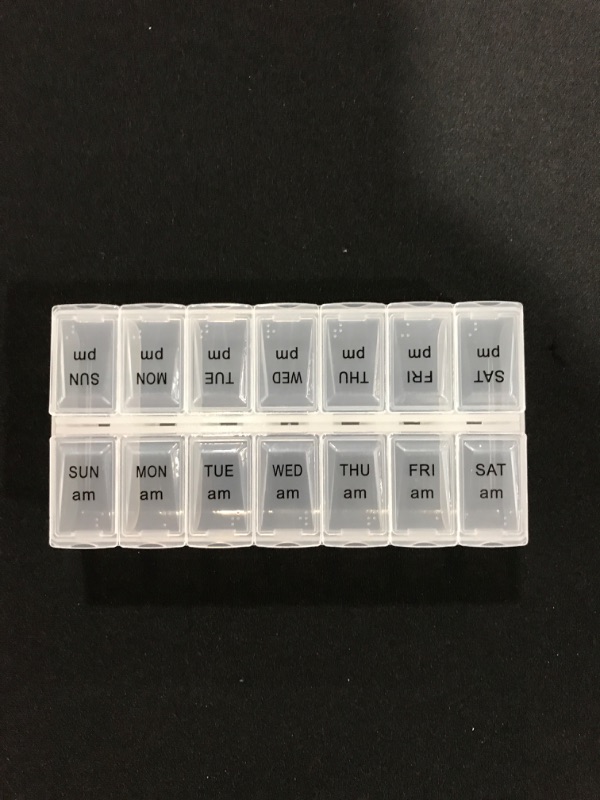Photo 1 of Apex Twice-A-Day Economy Weekly Pill Organizer, Weekly Pill Organizer, 2 Times a Day, Easy-Open, See-Through Lids, Organize Medication or Vitamins by AM, PM or Morning and Bedtime, Clear
