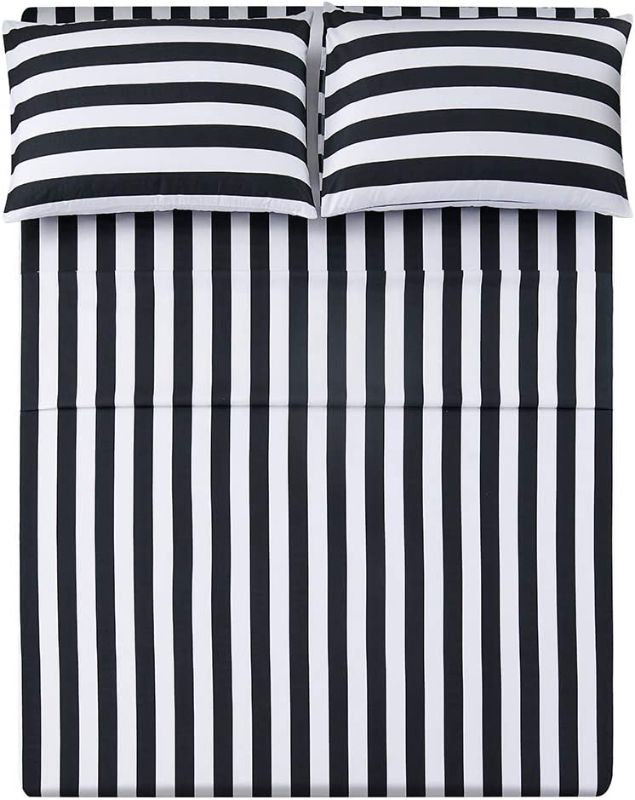 Photo 1 of [Full/Queen] Sheet and Pillow Case Set- Black and White Stripe