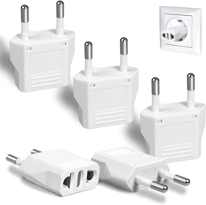 Photo 1 of 6 Pack European Plug Adapter, US to Europe Plug Adapter, European Adapter Type C Plug Adapter, Travel Adapter Europe, European Outlet Wall Plug Adapter Power Converter (White)