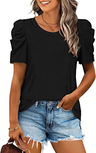 Photo 1 of [Size M/L] Women's Black Bubble Sleeve Shirt- Black