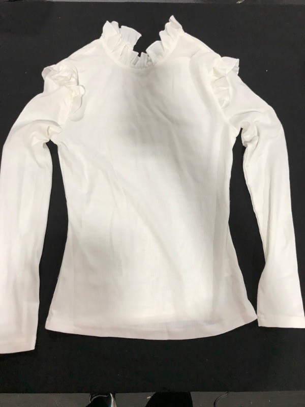 Photo 1 of [Size XS] Girls Long Sleeve Ruffled Shirt- White