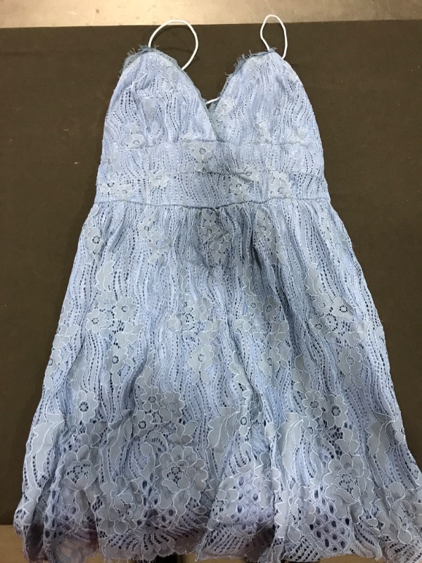 Photo 1 of [Size Large] Ladies Lace up Back Blue Floral Dress