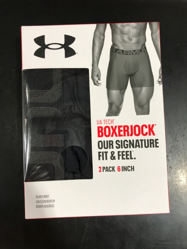 Photo 2 of [Size L] Under Armour Men's Tech 6-inch Boxerjock 2-Pack Black