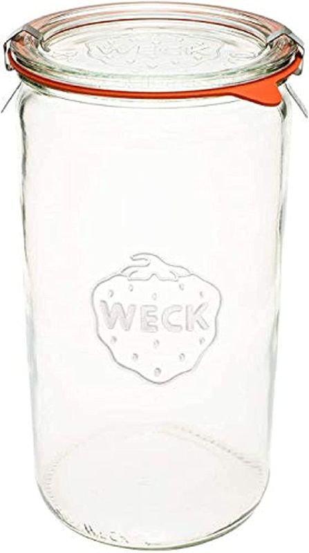 Photo 1 of 2 Pack- Weck Jar 974 – 1.5L Glass Jars with Large Storage Capacity – Preserving Jars with Airtight Lids Suitable for Pickling – Heat Resistant Canning Jars 