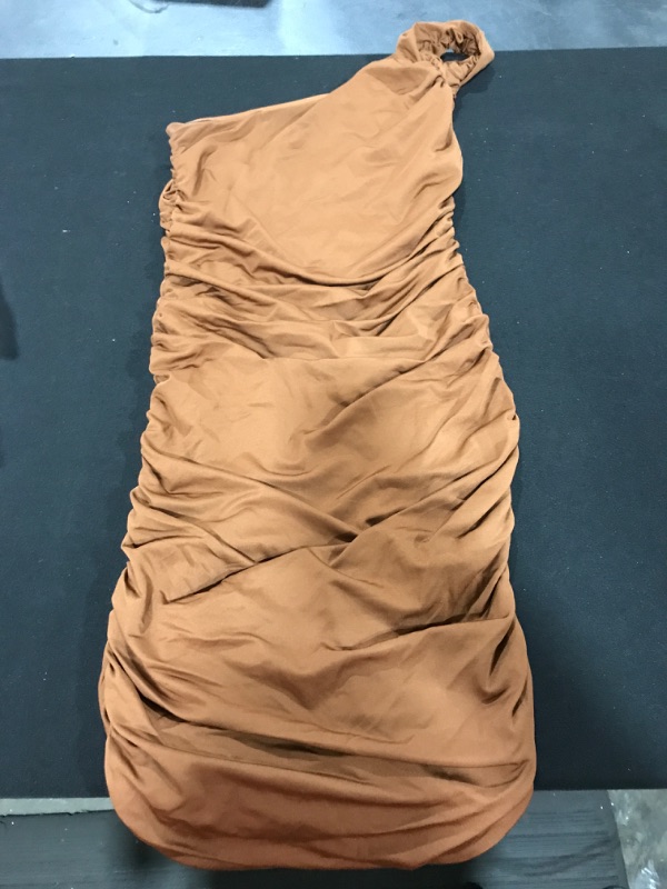 Photo 2 of [Size S] Ladies 1 Shoulder Strap Body Con Dress- Copper