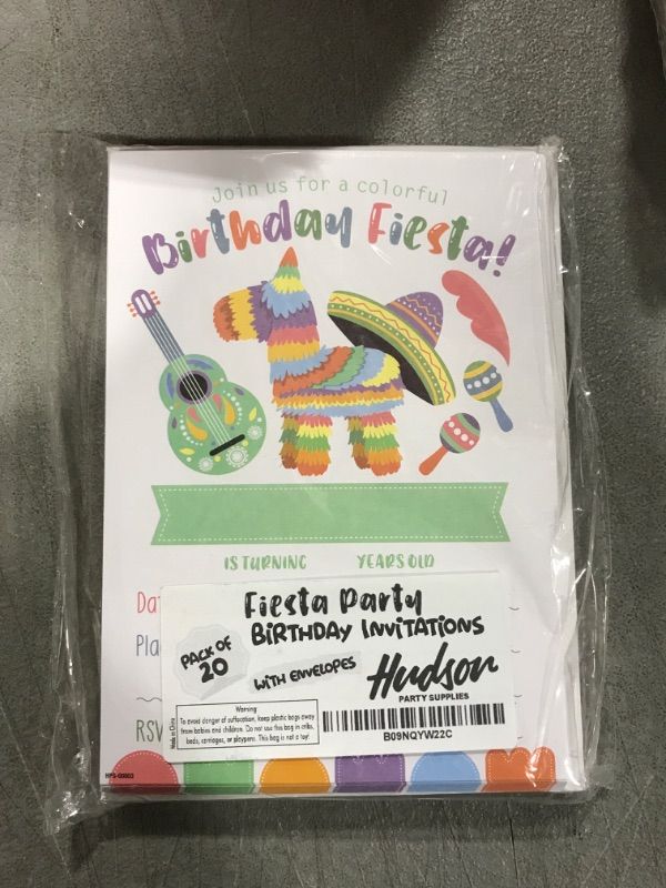 Photo 2 of [2 Packs] Fiesta Party Invitations with Envelopes - (Pack of 20) - Mexican Party Invitations for Boys and Girls, Toddlers Children. Invitaciones mexicanas de cumpleaños