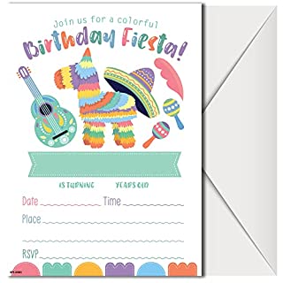 Photo 1 of [2 Packs] Fiesta Party Invitations with Envelopes - (Pack of 20) - Mexican Party Invitations for Boys and Girls, Toddlers Children. Invitaciones mexicanas de cumpleaños