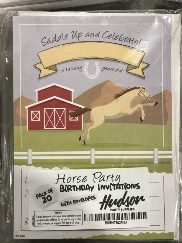 Photo 2 of [2Pack] Horse Birthday Party Invitations for Girls with Envelopes - (Pack of 20)