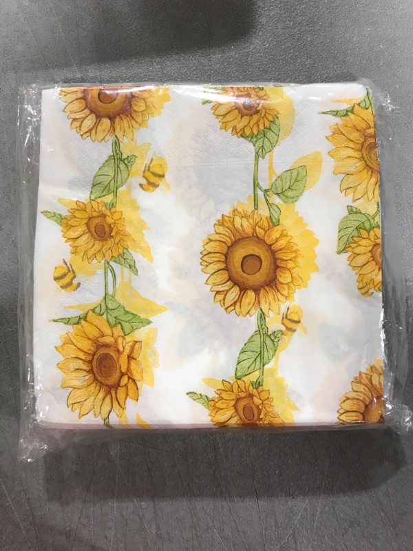 Photo 2 of 100 Pcs Sunflower Butterfly Guest Napkins