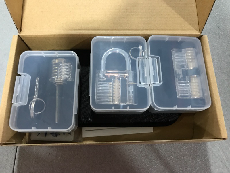 Photo 2 of 17 PCS Lock Picking Set with Storage Bag + 3 PCS Visible Practice Lock Set Transparent Padlock Training Locksmith Tools Lockpicking Set for Beginners Professionals Kids
