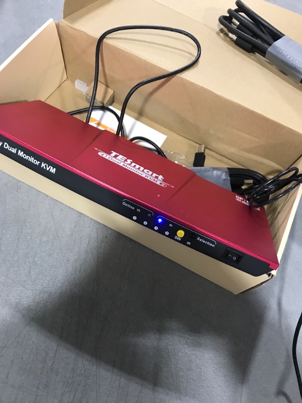 Photo 2 of TESmart DisplayPort + HDMI Dual Monitor KVM Switch Support UHD 4K @60Hz USB 2.0 Devices Control up to 2 Computers with (DP+HDMI+USB) Input Ports and 2 Montiors with HDMI Ports (Red)