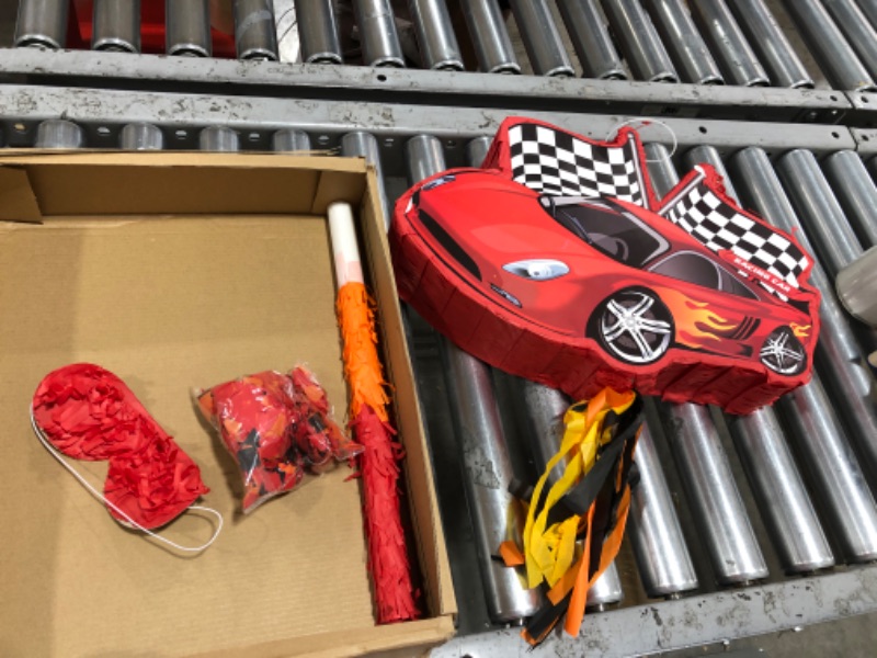 Photo 2 of Cars Pinata Race Car Pinata Supplies Racing Party Pinata Decoration Supplies with Blindfold Bat Confetti 16.6" x 12.4" x 3.3" 