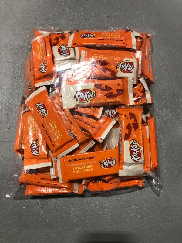 Photo 2 of Kit Kat Candy Bars - Crisp Wafers in Orange Colored White Creme - Snack Size - Individually Wrapped - (2 Pound) 2 Pound (Pack of 1) BB 08.24