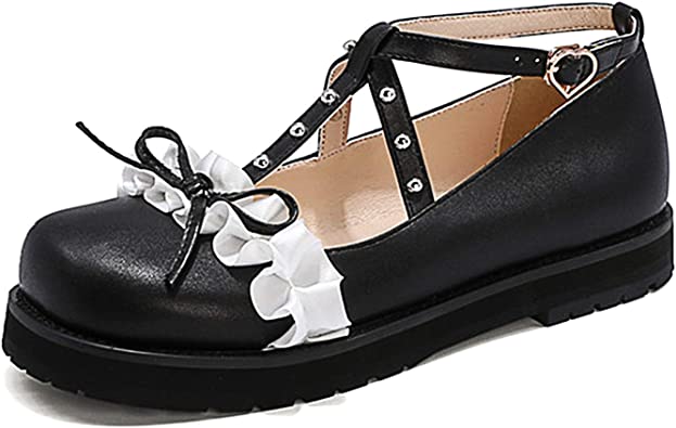 Photo 1 of 100FIXEO Women's Ankle Strap Platform Mary Janes Kawaii Goth Shoes with Bows  SIZE 7
