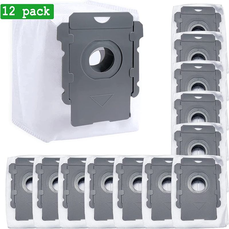Photo 1 of 12 pack Replacement Roomba Vacuum Bags Compatible with iRobot Roomba i7, i7+, i8, i8+, i3, i3+, i4, i4+, i1+, i6, i6+, j7, j7+, s9, s9 Plus Bags Bulk Trash Bags Automatic Dirt Disposal Bags Bin Bags