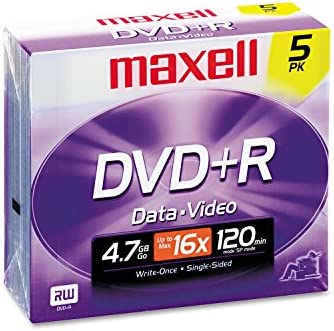 Photo 1 of Maxell 639002 DVD+R Data & Video 5 Count 