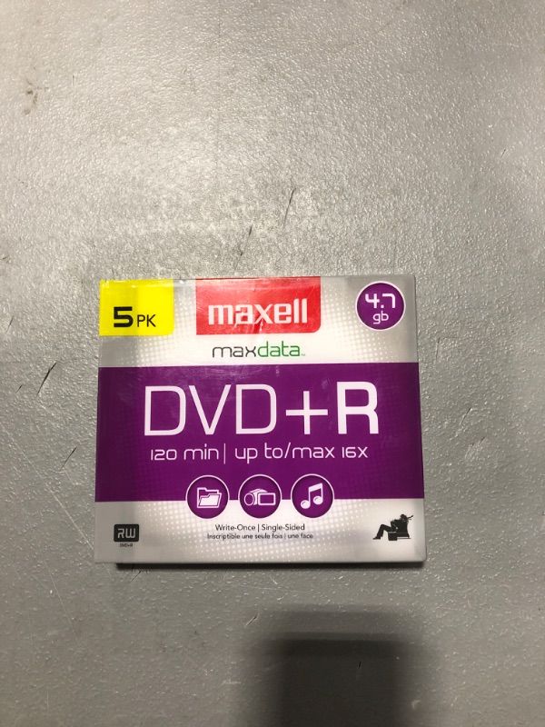 Photo 2 of Maxell 639002 DVD+R Data & Video 5 Count 