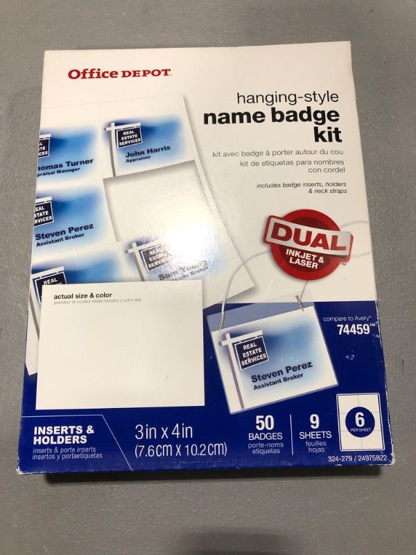 Photo 2 of Office Depot Brand Name Badge Kit, Pack of 50