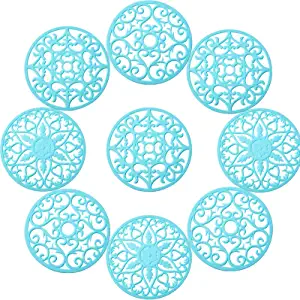 Photo 1 of 12 Set Silicone Trivet Mat Multipurpose Tripod Pads Insulated Non Slip Heat Resistant Kitchen Mats Flexible Modern Kitchen Table Pads Hot Pot Holder for Hot Dishes Pots Tabletops Pans (Light Blue) 