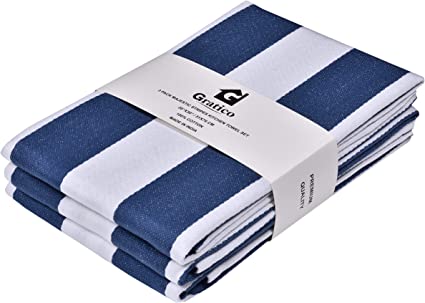 Photo 1 of [20"x30", 3 Pack] Premium Kitchen Towels and Dishcloths Sets, Cotton Dish Towels for Kitchen, Blue/White Dish Cloths for Washing Dishes, Hand Towels for Kitchen, Tea Towels & Bar Mops for Kitchen