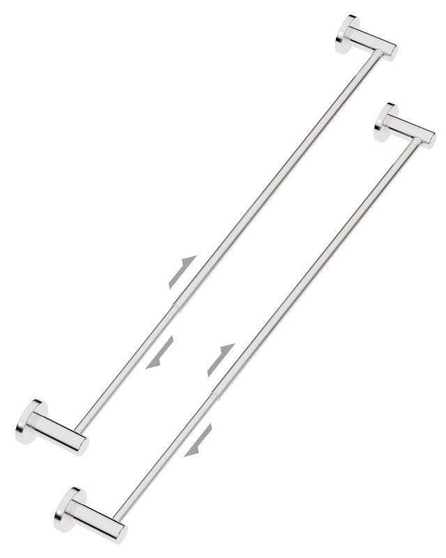 Photo 1 of 2 Pack Adjustable 23.6 to 42 Inch Single Bath Towel Bar, ZUEXT Polish Chrome Finished Stainless Steel Towel Holder,Wall Mounted Expandable Hand Towel Rod for Bathroom Kitchen,1" Tube Towel Rail Racks Chrome Single Towel Bar 2