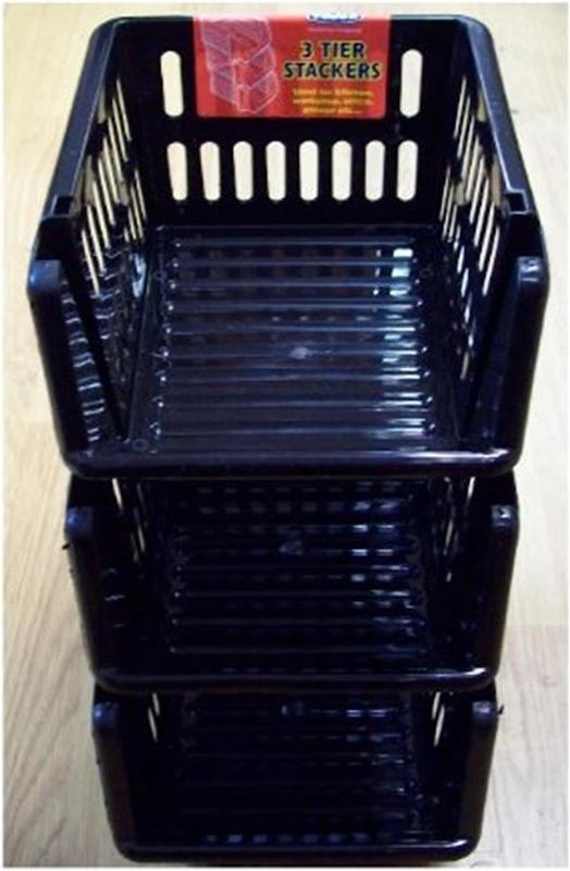 Photo 1 of  Whitefurze Stacking Basket Set of 6 Black, 18 cm
