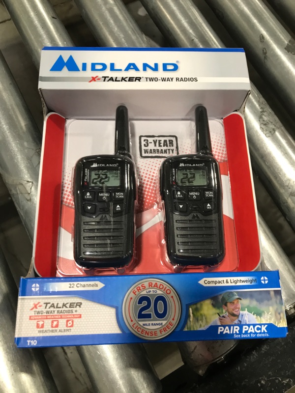 Photo 2 of Midland - T10 X-TALKER, 22 Channel FRS Walkie Talkies - Extended Range Two Way Radios, 38 Privacy Codes & NOAA Weather Alert (Pair Pack) (Black) 2 Pack