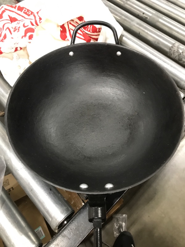 Photo 4 of ZhenSanHuan Cast Iron Woks and Stir Fry Pans, No Coating, Induction Suitable, Flat Bottom (32CM/12.6in)