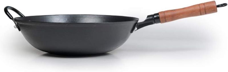 Photo 1 of ZhenSanHuan Cast Iron Woks and Stir Fry Pans, No Coating, Induction Suitable, Flat Bottom (32CM/12.6in)