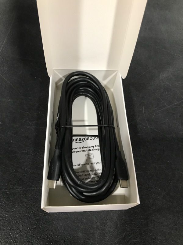 Photo 1 of Amazon Basics Fast Charging USB-C to USB-C2.0 Cable (USB-IF Certified), 60W - 10-Foot, Black, Laptop 1-Pack Black 10-Foot