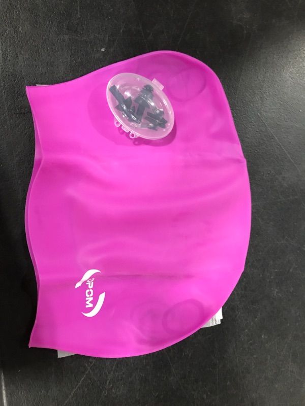 Photo 2 of  Women Silicone Swimming Cap, High Elasticity Thick Swim Hats for Long Hair