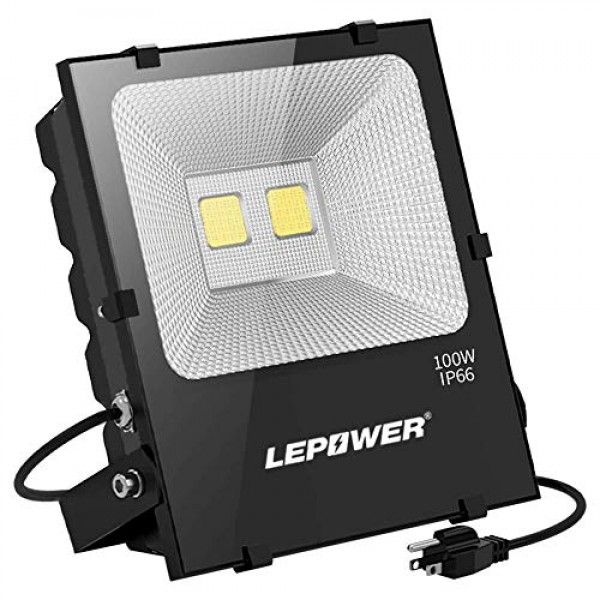 Photo 1 of  LEPOWER LED Flood Light Outdoor, 150W LED Work Lights Plug in, 11000lm 6000K White Light, IP66 Waterproof Outdoor Floodlights for Garage, Playground, Backyard, Basketball Court