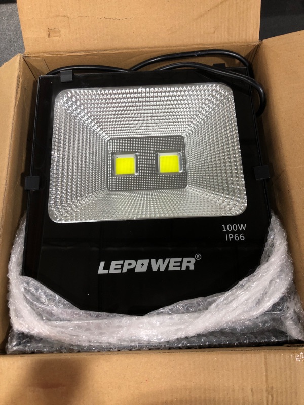 Photo 2 of  LEPOWER LED Flood Light Outdoor, 150W LED Work Lights Plug in, 11000lm 6000K White Light, IP66 Waterproof Outdoor Floodlights for Garage, Playground, Backyard, Basketball Court