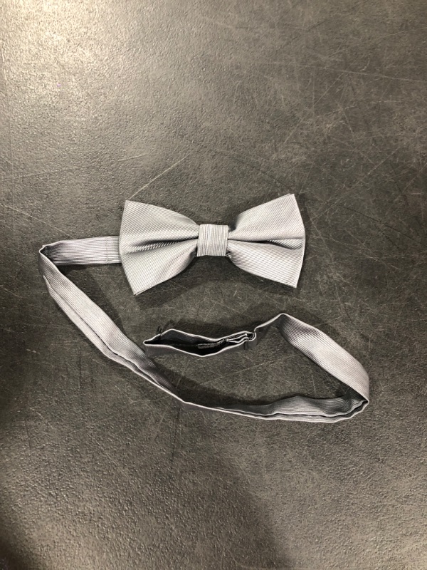 Photo 2 of AWAYTR Classic Boys Bow Ties - Wedding Formal Pretied Adjustable Silk Bow Tie for Kids Gray