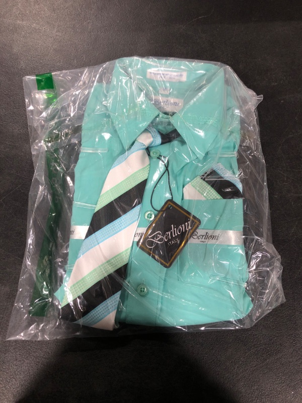 Photo 1 of Alberto Danelli Boys Dress Shirt with Matching Tie and Handkerchief, Long Sleeve Button Down, Pocket 4 SIZE 8