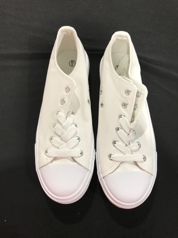 Photo 2 of [Size 8] Adokoo Women's Fashion Sneakers PU Leather Casual Shoes 8 White