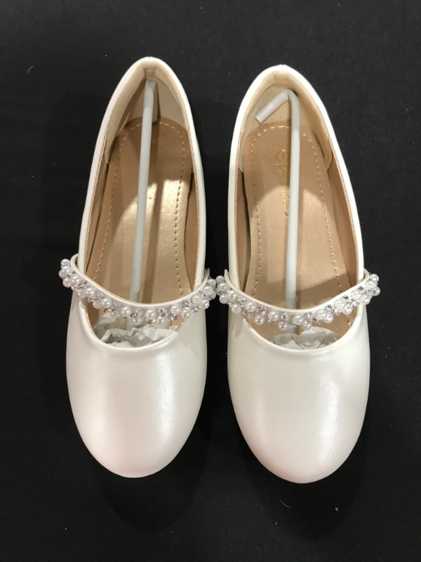 Photo 2 of [Size 1] DREAM PAIRS Girls Toddler/Little Kid/Big Kid Serena-100 Mary Jane Ballerina Flat Shoes 1 Little Kid Ivory