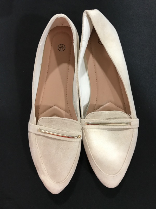 Photo 2 of [Size 10] Obtaom Women's Pointy Toe Loafer Flat Comfortable Faux Suede Work Shoes,Cute Penny Loafer Slip On Ballet Flat 10 Beige1