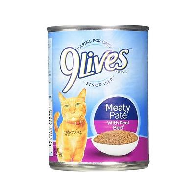Photo 1 of (12 Pack) 9Lives Meaty Paté with Real Beef Wet Cat Food 13 Oz. Cans
