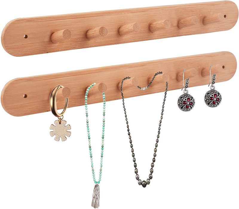 Photo 1 of DBlosp 2 Pack Necklace Hangers Rustic Wood Necklaces Holder Jewelry Organizer 