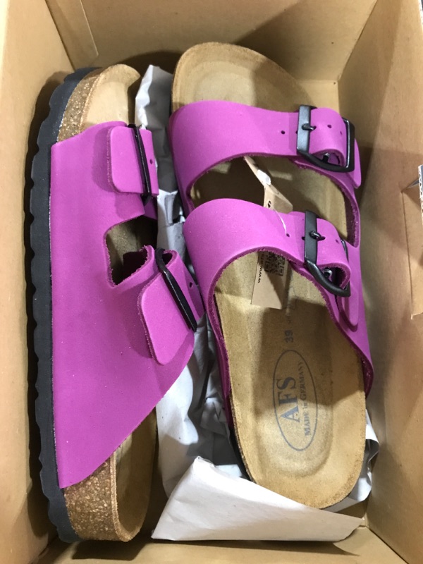 Photo 2 of [Size 8.5] AFS-Schuhe 2100, Comfortable Slide Footbed Sandals for Women, Leather Slippers, Made In Germany - Pink