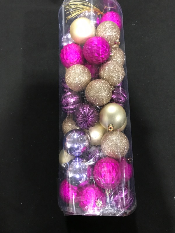 Photo 2 of 45Pcs 6cm/2.36inch Balls Glitter Ornaments Decorations for Home House Bar Party (Lavender/Fuchsia/Platinum)