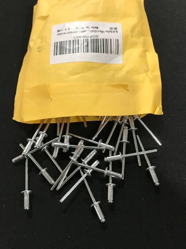 Photo 2 of 100pcs blind rivets,5/32?×3/8?(4mm×10mm), silver, aluminum handle, steel mandrel, corrosion resistant 5/32?×3/8? Silver