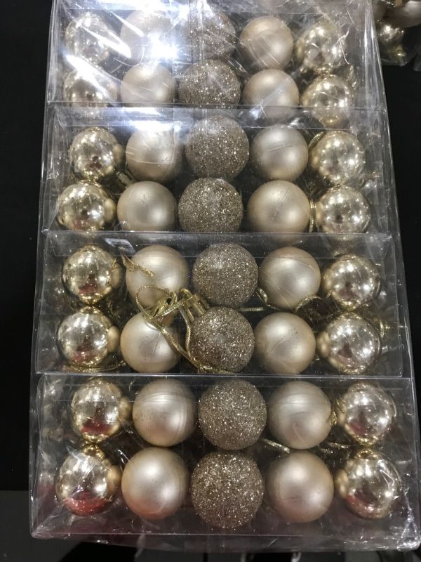 Photo 2 of 160 Pcs Gold Balls Ornaments for Decor - Shatterproof Small Hanging Ball 1.18" X 160 Pack (Champagne)