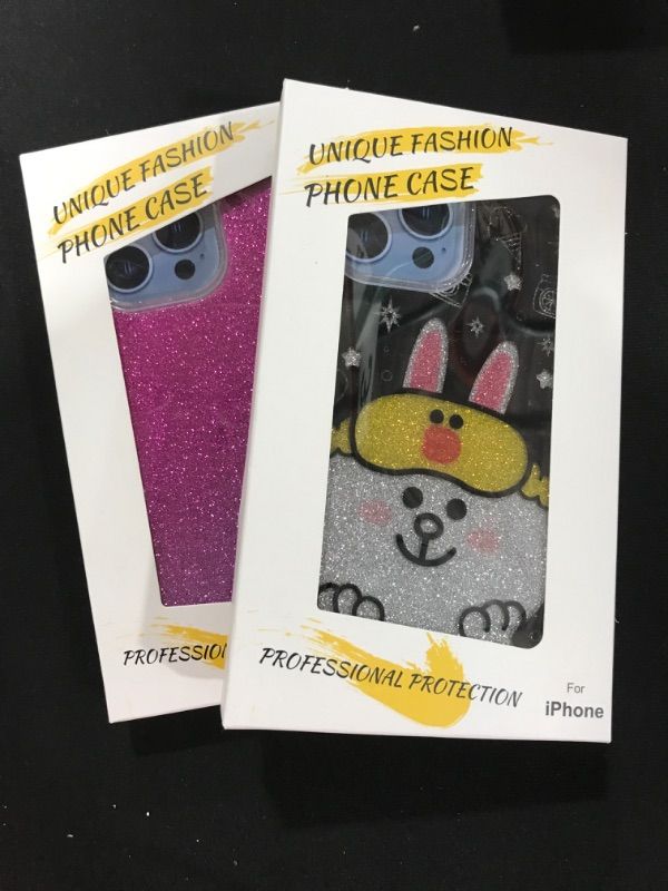 Photo 1 of iPhone 14 Pro Max Glitter Case- Purple & Rabbit