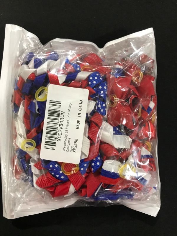 Photo 2 of 28 Pieces 4th of July Dog Bows Independence Day Dog Ties Hair Bows Patriotic Pet Dog Curve Bows Necktie Grooming Accessories for Girl Boy Puppy Dogs 4th of July Costumes