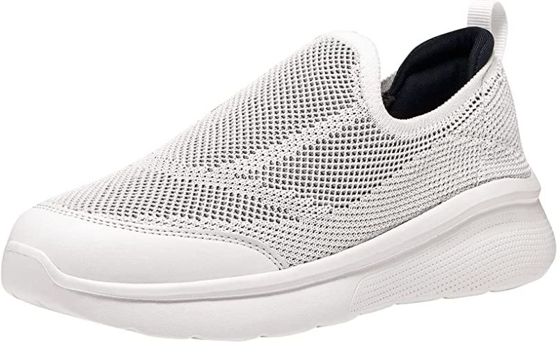Photo 1 of [Size 7.5] MAZURKA Womens Slip On Sneakers for Walking Running Shoes Wide Width Fashion Casual Lightweight Mesh Non Slip Go Walk - White
