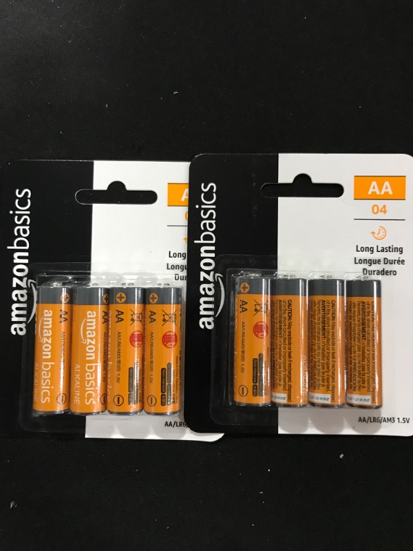 Photo 2 of 2 Pack- Amazon Basics 4 Pack AA High-Performance Alkaline Batteries